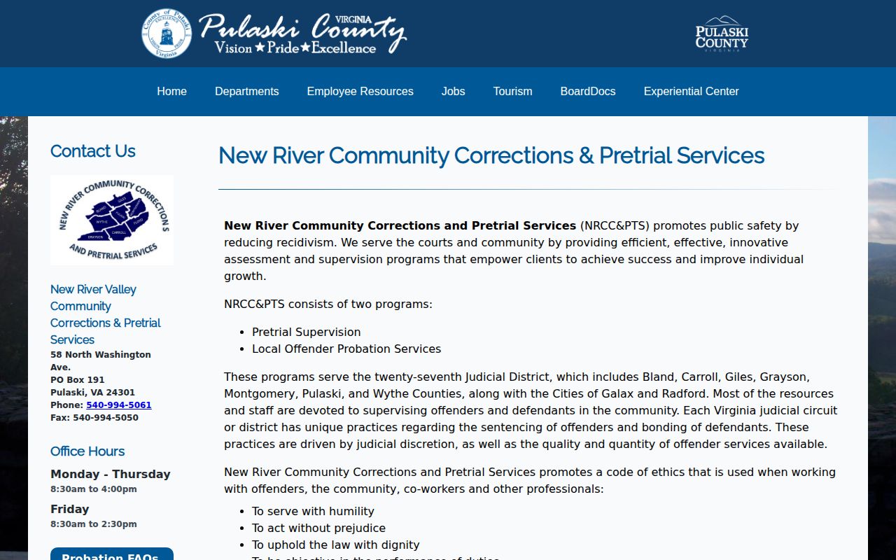 New River Community Corrections service for Grayson County release conditions